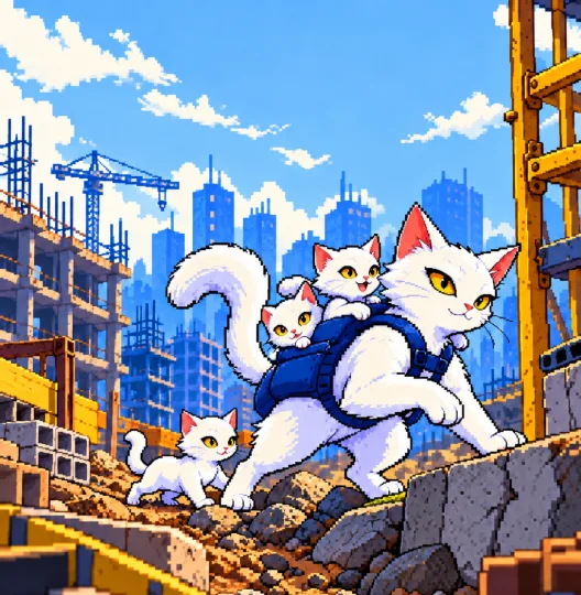 BizCat guarding its team of workers