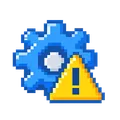 Pixel gear with a warning sign