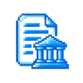 Pixel document in front of a bank building