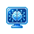 Pixel monitor showing a brain