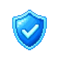 Pixel shield with a tick